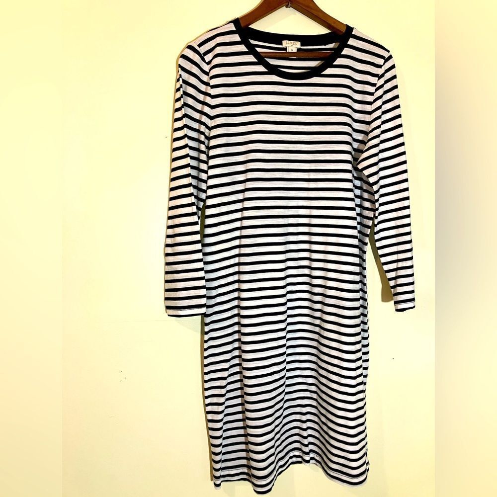 J.Crew navy and white striped midi dress, excellent condition, size M